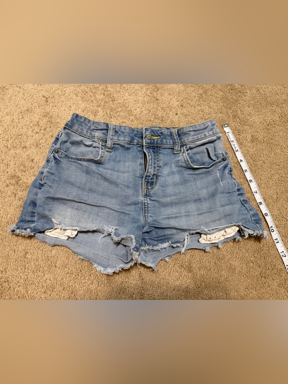 Girls' Light Blue Distressed Denim Shorts